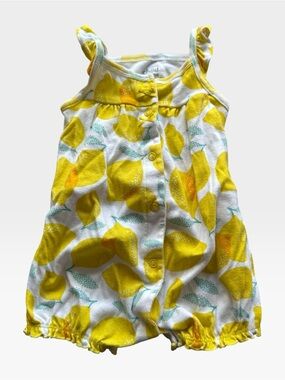 NWOT Carter's Baby Girl Lemon Print Romper 6-9M Yellow Summer Cute